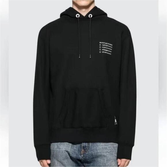 Moncler Backstage 7 X Fragment Black Text Print Pullover Hoodie Medium